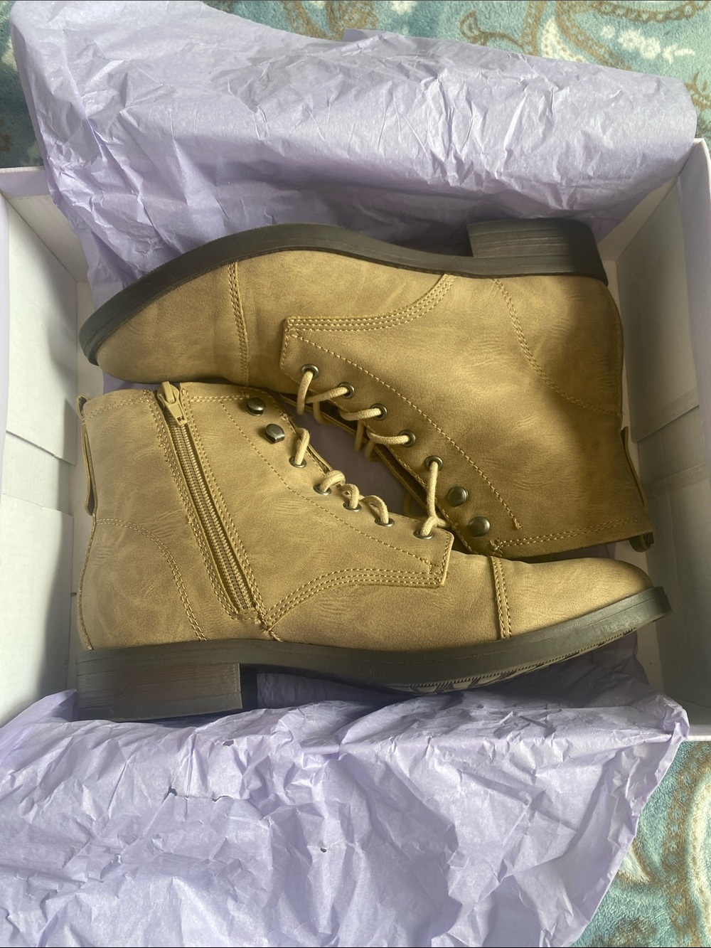Madden Girl Lace-Up Ankle Boots in Tan